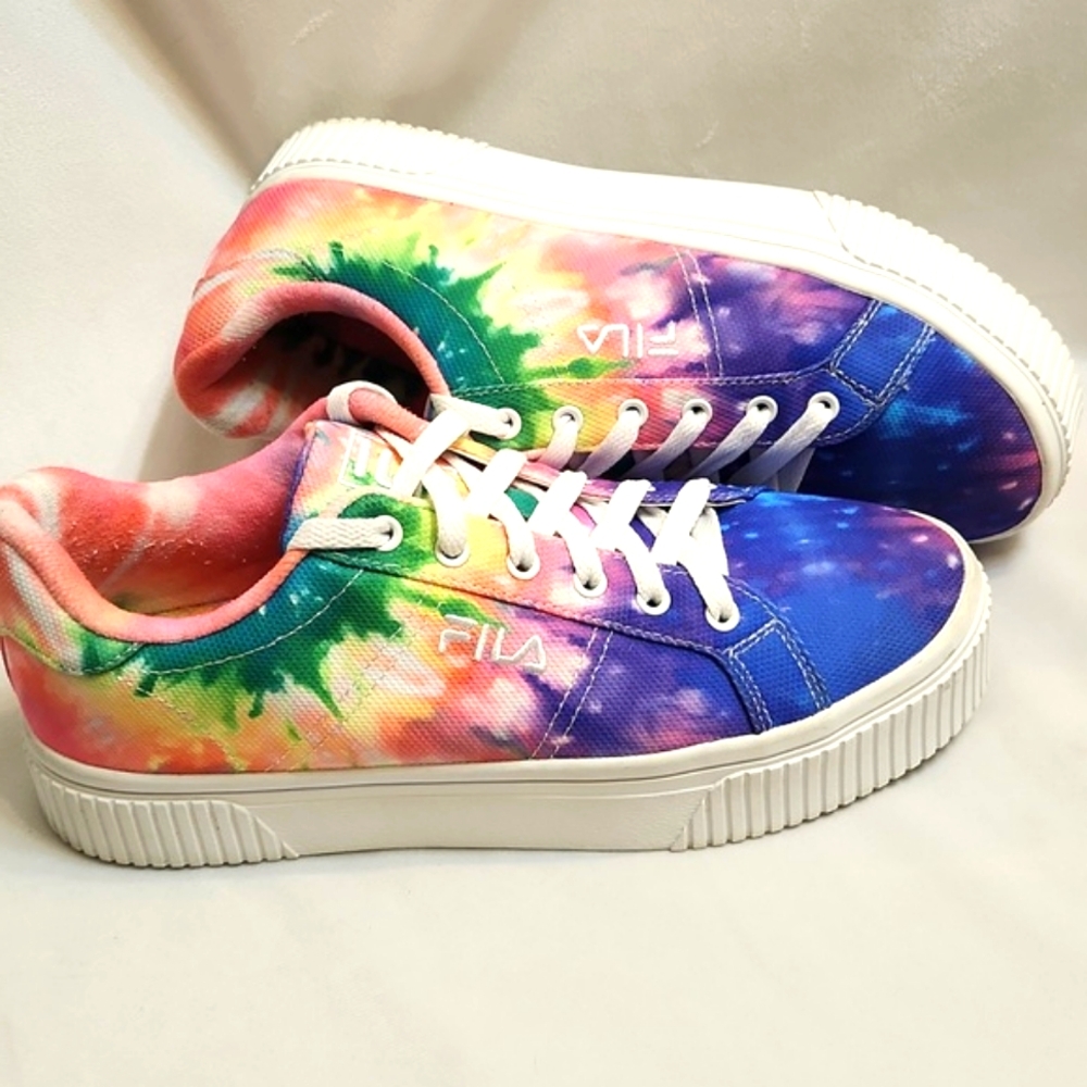 Fila Tie-Dye Panache Sandblast Colorful Rainbow Platform Sneakers (W Size 9) - Picture 3 of 15